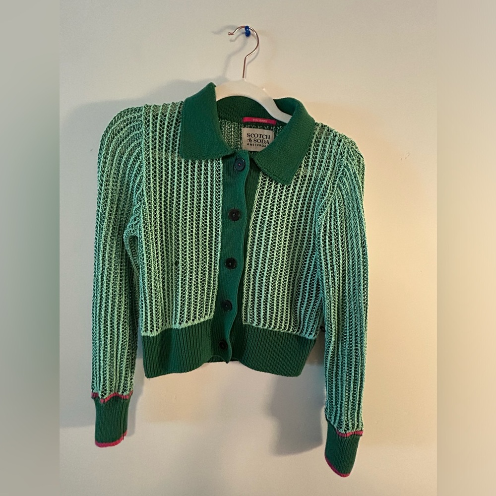 Scotch & Soda open stitch relaxed collared cardigan xs